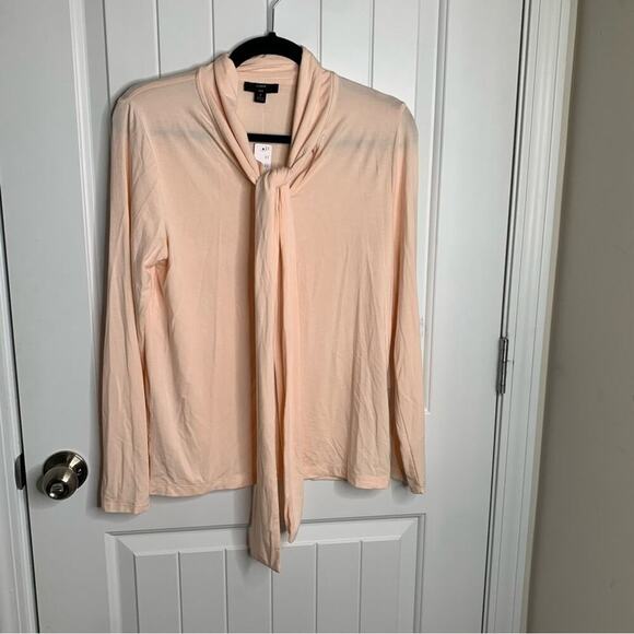 J Crew tie neck pale pink long sleeves top size small spring‎ Easter - Picture 2 of 7
